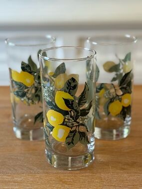 🍋 Royal Norfolk Lemon Cooler Glasses | Set of 3 | 16oz | Cottagecore